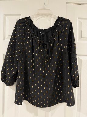 Unique Spectrum Black Blouse with Gold Dot Motif